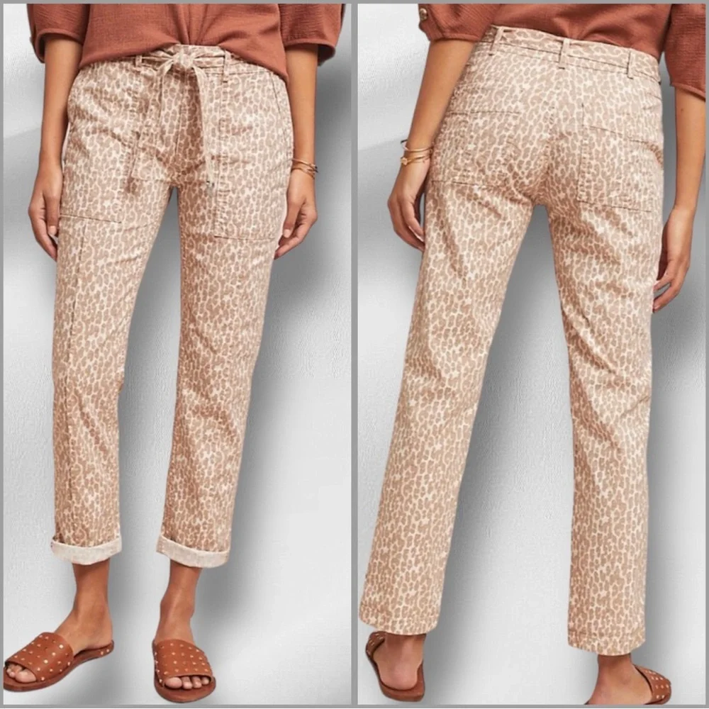 Anthropolgie The Wanderer Pants Leopard/Cheetah Print 28 Cream/Tan - Picture 2 of 10